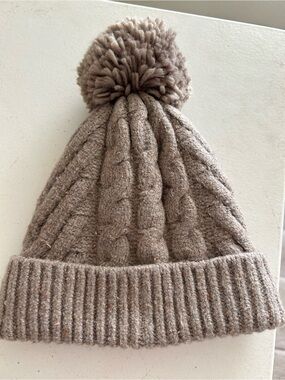Universal Thread Taupe Cable Knit Pom Beanie